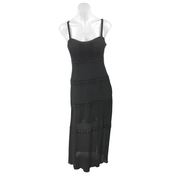 Nicole Miller Artelier Black Floral Lace Sleeveless Camisole Maxi Tank Dress 4 - Picture 1 of 5
